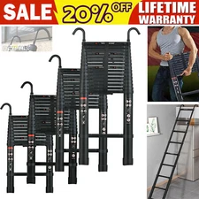 Telescopic Ladders with Hooks 5M to 6M Aluminuim Extendable Extension Heavy Duty