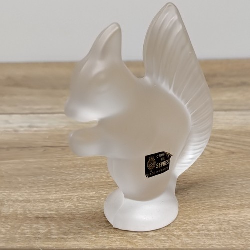 Cristal de Sevres Crystal Satin Frosted Squirrel Figurine Signed Artist France - Picture 2 of 9