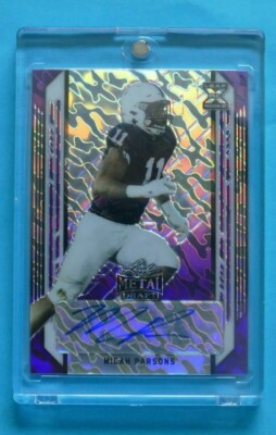 2021 NFL Leaf Metal Draft Micah Parsons Purple Auto /30 #BA-MP1 Dallas Cowboys