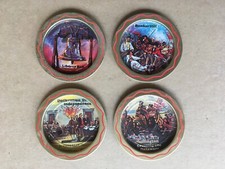 Vintage Revolutionary War Metal Coasters Set of 4, Bunker Hill, Washington, 3.5"