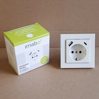 IMABO Steckdose mit USB-A & USB-C max. 3.400 mA Schnellladung passend für GIRA 55 Weiß