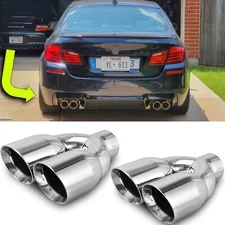 Dual 2.5" to 3.5" Quad Exhaust Tip Double Wall For 5-Series M5 F10 535i 550i