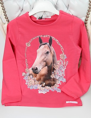 T- Shirt T- Shops LA-Shirt ''Pferd'' coral Gr. 4/104, 6/116, 8/128, 12/152 NEU