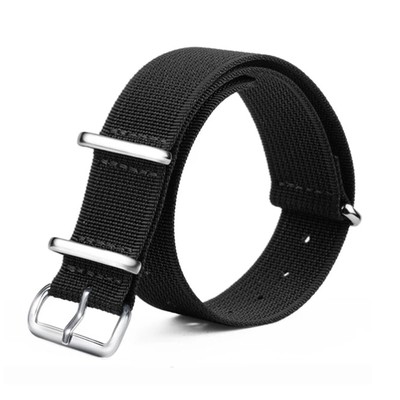 20mm Width Black Stainless Steel Pin Buckle Fabric Canvas Wrist Watch Band D