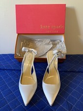 Kate Spade Shoes Sandals NY Lover White Satin Dyeable Bridal Heels Prom Size 9.5