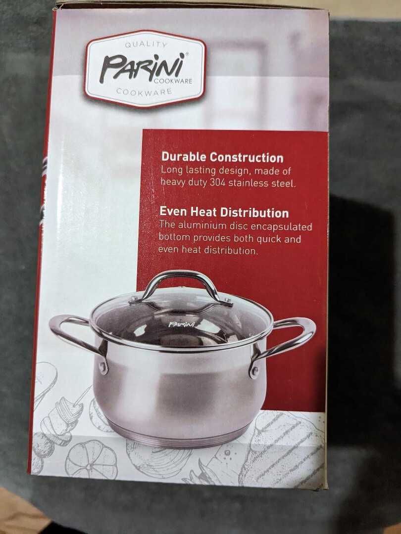 PARINI COOKWARE 4 QT STAINLESS STEEL DUTCH OVEN WITH GLASS LID BRAND ...