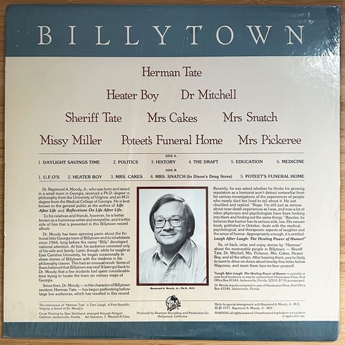 RAYMOND A MOODY JR M.D. "Billytown" Very Rare Monolog/Comedy LP, Baby Grand, VG+ - Picture 2 of 2