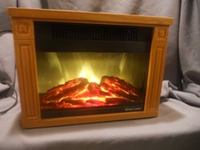 Heat Surge Mini Glo Touch Golden Oak Fireplace Heater For Sale