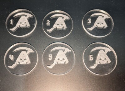6 x Warhammer 40k Objective Markers 40mm - Extinction Angels