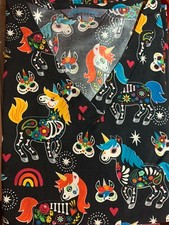 HALLOWEEN SCRUB TOP SIZES: S, M, L, DAY OF THE DEAD UNICORN,CAT OR PUMPKIN NWT