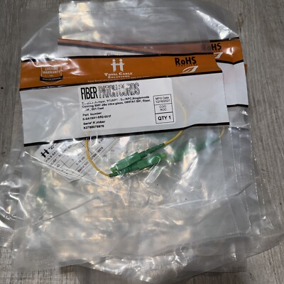 8 pk of  1ft SC/APC to SC/APC Simplex 9/125 Singlemode Fiber Patch Cable V