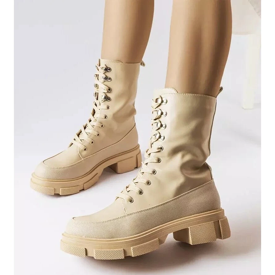 Bottes de travail beiges sur une semelle plus paisse de Lori eBay