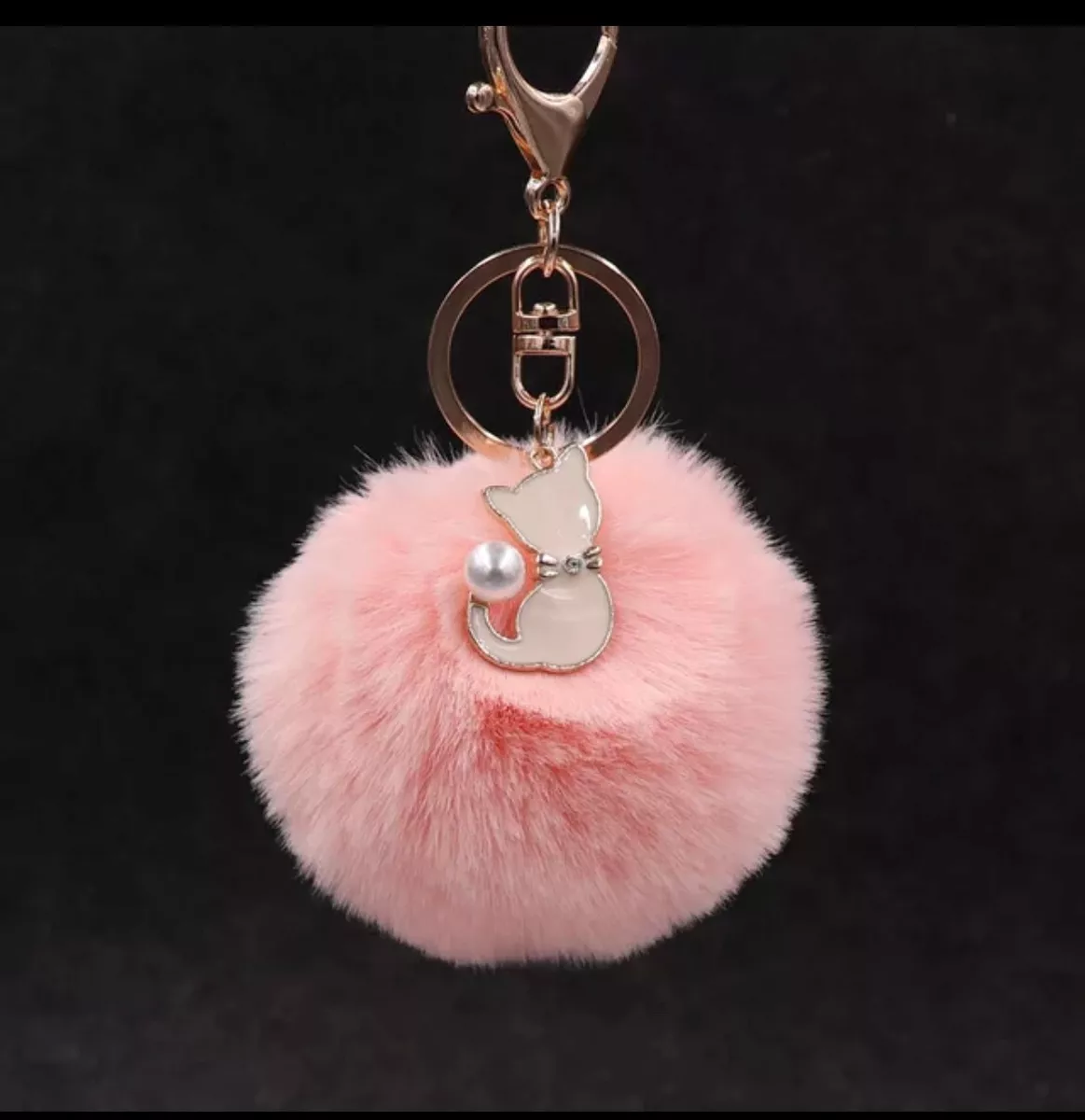 Wholesale Fur Balls Animals Keychain Fluffy Pompom Kawaii Keychain