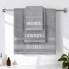 Hahafelt Decorative Bathroom Towel Set,Grey,Home Sweet Home