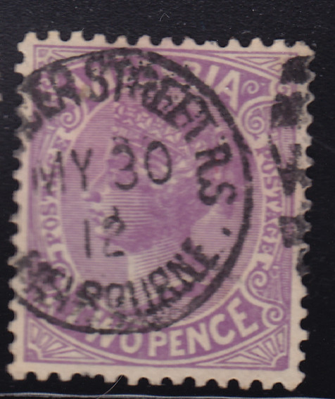Australia Victoria #196 Two Pence used with round cancel and town