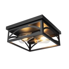 Black Square Flush Mount Ceiling Light, Farmhouse Ceiling Light Fixture