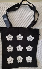 V&A x MARY QUANT EXHIBITION BLACK COTTON DAISY TOTE BAG - NEW WITH TAGS
