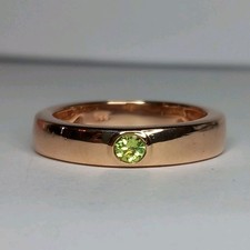 SILVER 925 ROSE GOLD PLATED FLUSH SET PERIDOT STACKING WEDDING BAND RING SIZE M½