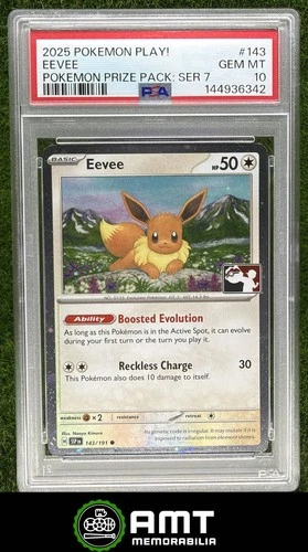 Eevee PSA 10 2025 Pokemon Play Prize Pack Series 7 Surging Sparks #143/191 6342