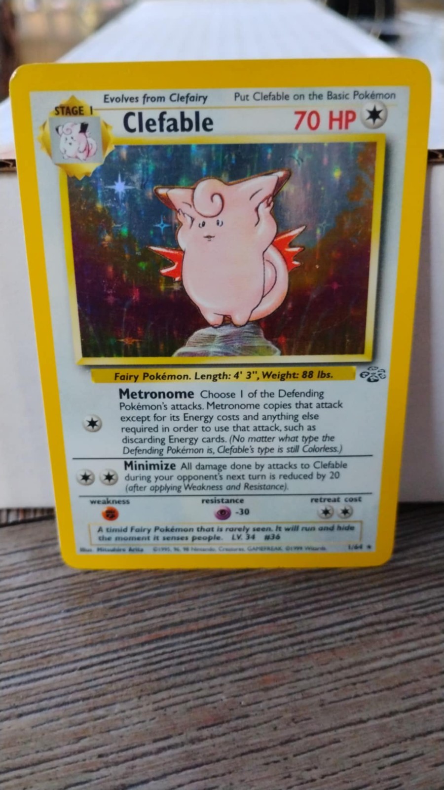 CLEFABLE Jungle Series POKEMON 1999 Holo Trading Card 1/64 TCG