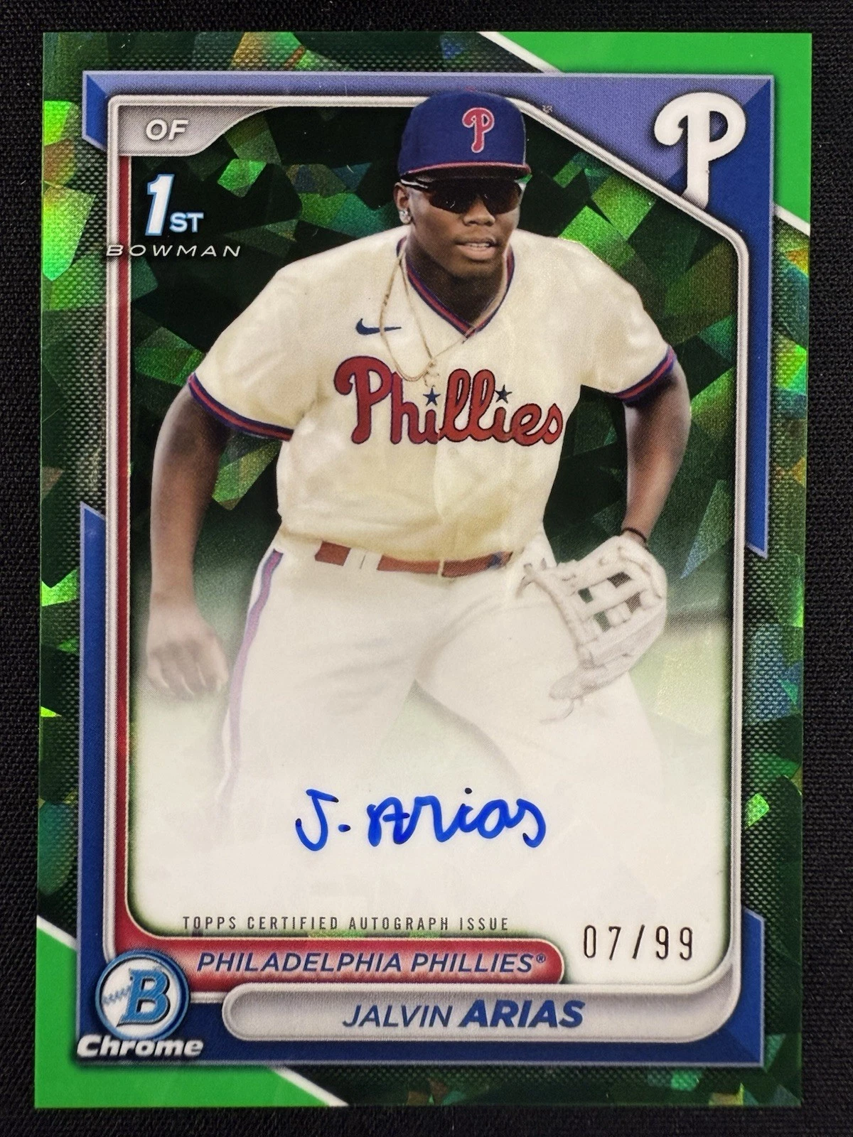 2024 Bowman Chrome Sapphire Jalvin Arias Green Refractor 1st Auto /99 #CSPA-JA