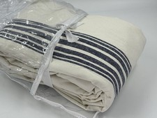 pottery barn Riviera Striped Linen Blackout Curtain Navy Blue 50x108