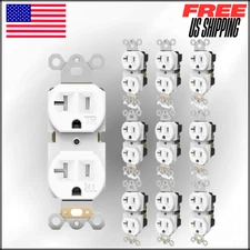 Wall Receptacle Outlets, 20A Tamper Resistant Electrical, 2 Pole 3 Wire, 10 Pack