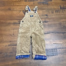 OshKosh Corduroy Overalls Plaid Flannel Lined Cuffed Bottoms Adjust. Straps 18M
