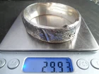 Vintage Hallmarked Solid Sterling Silver Bangle Bracelet With Dents 29.9 grams