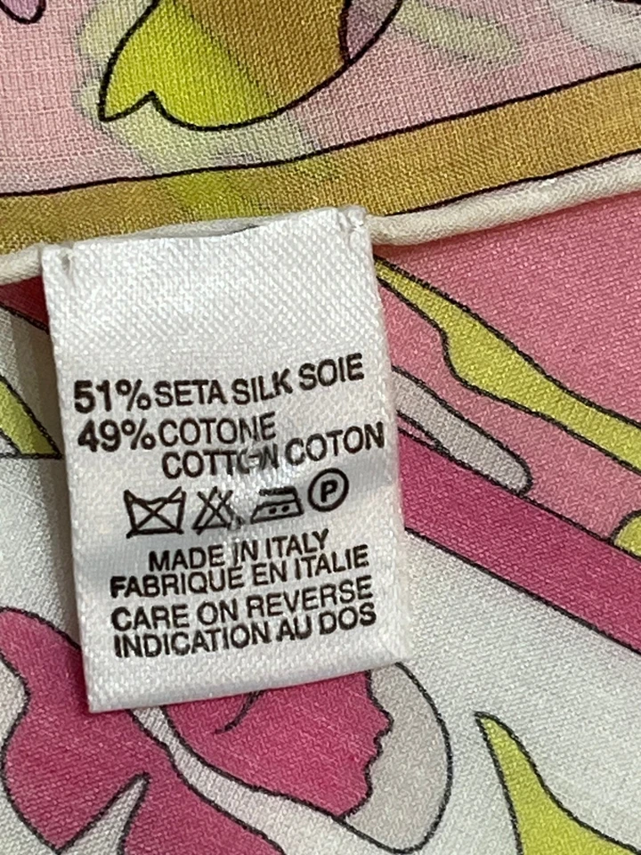 Emilio Pucci Firenze italy Silk Blend Geometric Scarf 22.2x22 ½" Hand Rolled Hem - Image 4 of 4