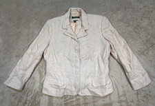 Lauren Ralph Lauren 100 Linen Dusty Rose Blazer Jacket SZ 12 Lined Long Sleeves