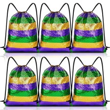 Aliceset 6 Pcs Mardi Gras Sequin Drawstring Bag Carnival Costume Outfit Acces...