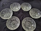 Anchor Hocking Star Cameo Medallion Clear Glass Dessert Berry Bowls 6 Pc Vtg 60s