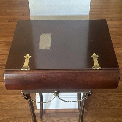 The Bombay Company Memory Keepsake Wood Box Brass Plate & Hinges VTG