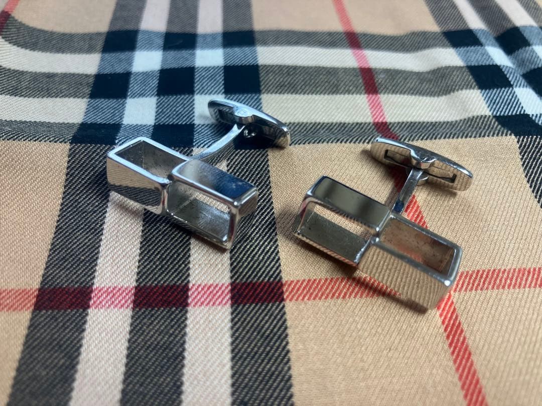 Yves Saint Laurent Silver Rectangular Cufflinks B… - image 1