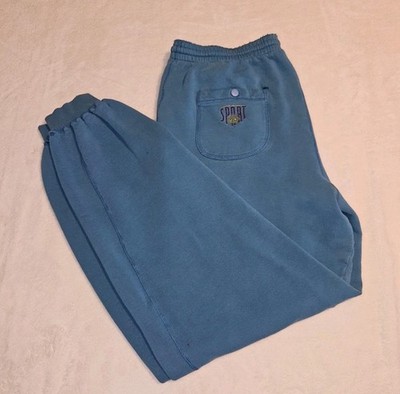 Vintage 80s Jogger Sweatpants Men's Size M Teal Faded Distressed See Pictures 