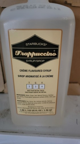 Starbucks Crème Frappuccino Flavored Syrup Base 63oz 1.8 L 1.9 QT BB: 7/25