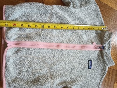 Patagonia Sweater Jacket Kids 5 Gray Pink Fleece Full Zip Knit Pockets