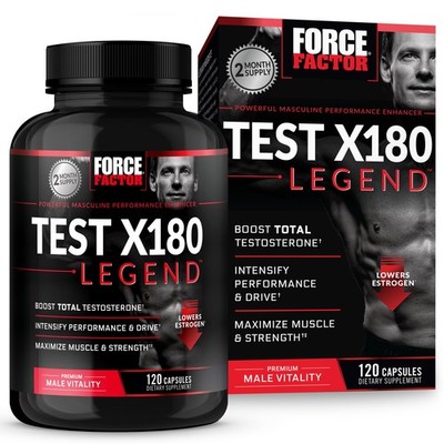 Force Factor Test X180 Legend Testosterone 120 Count (Pack of 1), Black
