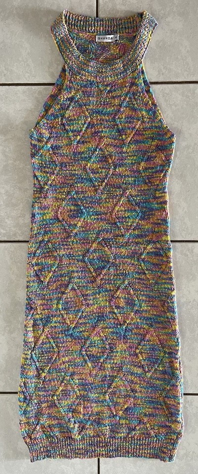 Ghanda Knitted Halter Neck Dress Size Medium Excellent Condition 