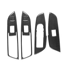Black Real Carbon Fiber Car Window Lift Switch Control Button Panel Sticker A...