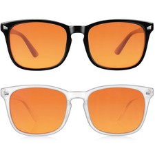 Vbewo 2 Packs Professional Sleep Glasses with Medium, 01 -black transparent
