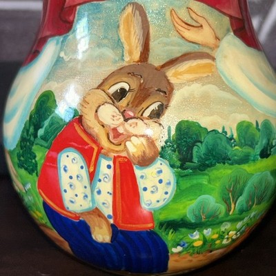 Russian Signed Easter Fairytales Roly-Poly  Hand Painted Musical Doll - 5 