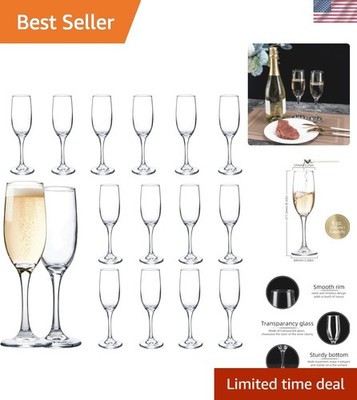 Set of 16 Champagne Glasses, Champagne Flutes with Classic Shape, Long stem S...