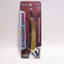 Annie Straight Edge Folding Razor Gold Matte Black Locking Interchangeable 5158