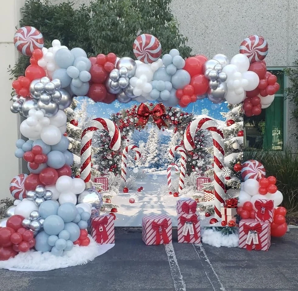 Merry Christmas Candy Cane Backdrop for Photography Winter Snow Scenery Chris... - Image 4 of 4