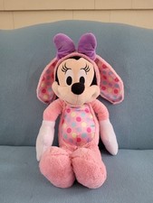 Minnie Mouse Easter Bunny Costume Plush Pink Multicolored Polka Dots 18" Disney