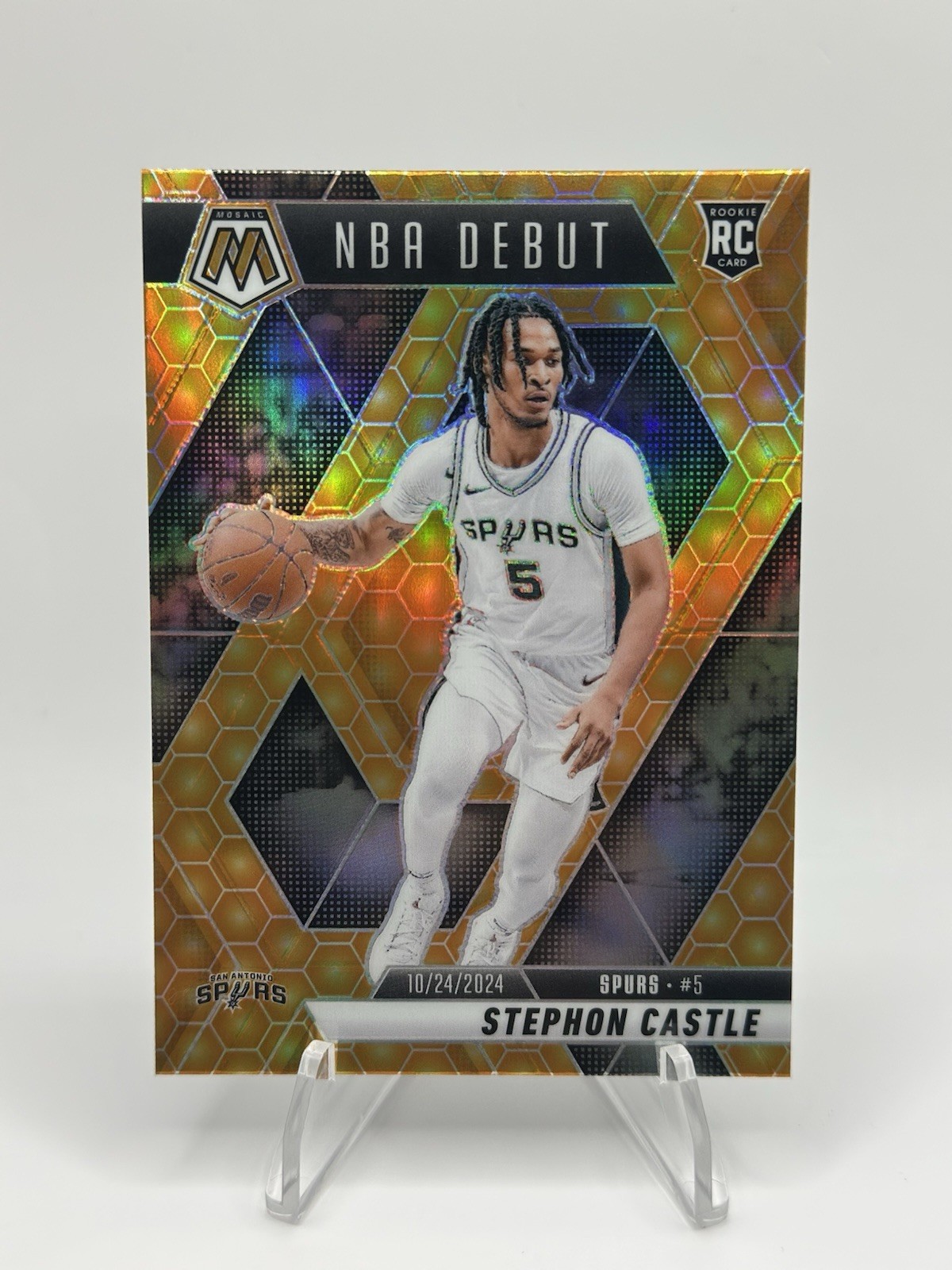 2024-25 Panini Mosaic NBA Debut Stephon Castle #267 Rookie (RC) Honeycomb SSP