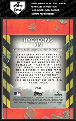 2025 Topps Stadium Club Hyeseong Kim ICE-18 RC In Case of