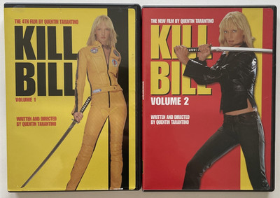 Kill Bill Volume 1 & 2 One Two Quentin Tarantino Uma Thurman DVD Lot MINT DISCS